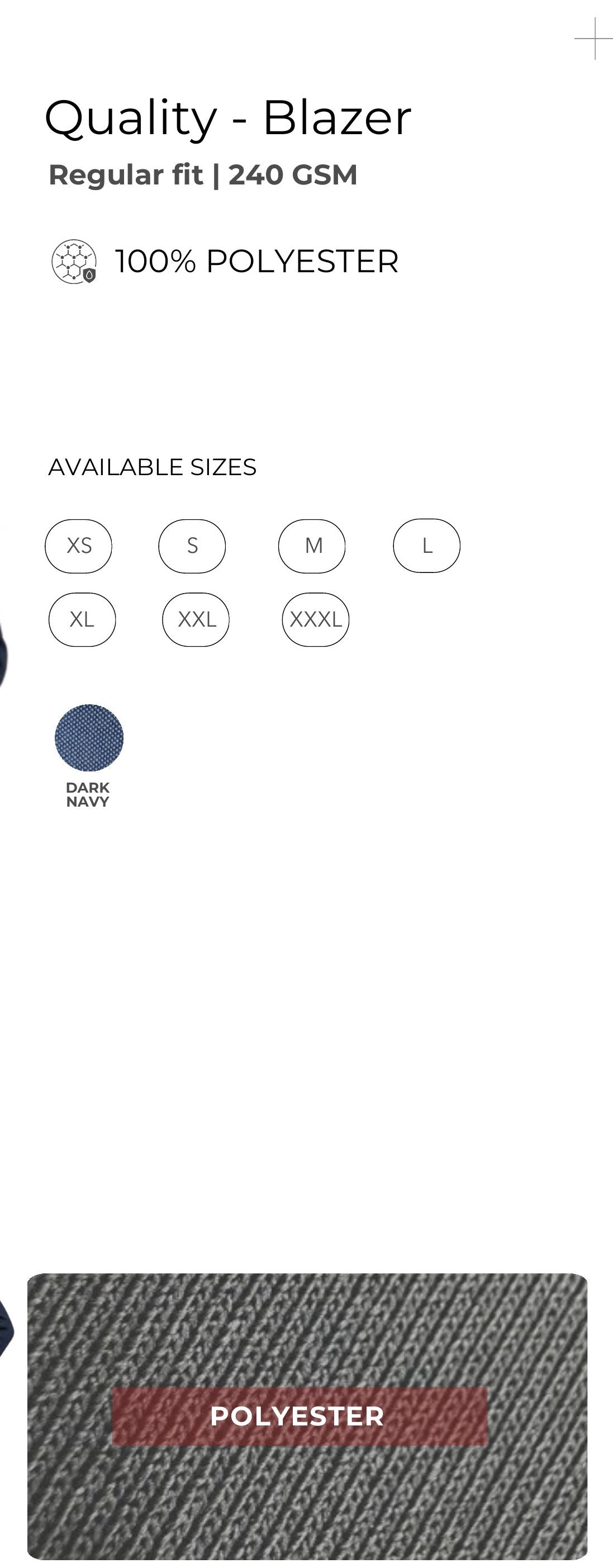 Corporate Blazer (240 GSM) – specifications and colour swatches