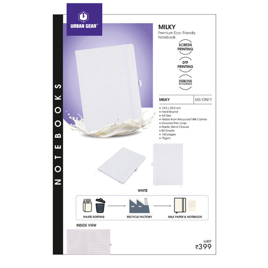 URBAN GEAR -Milky - Eco Book - (From recycle milk carton) - UG-ON71 MARSH Stationery