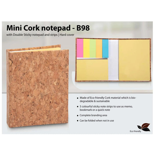 Mini Cork Notepad With Double Sticky Notepad And Strips | Hard Cover - B 98 MARSH Corporate gifts
