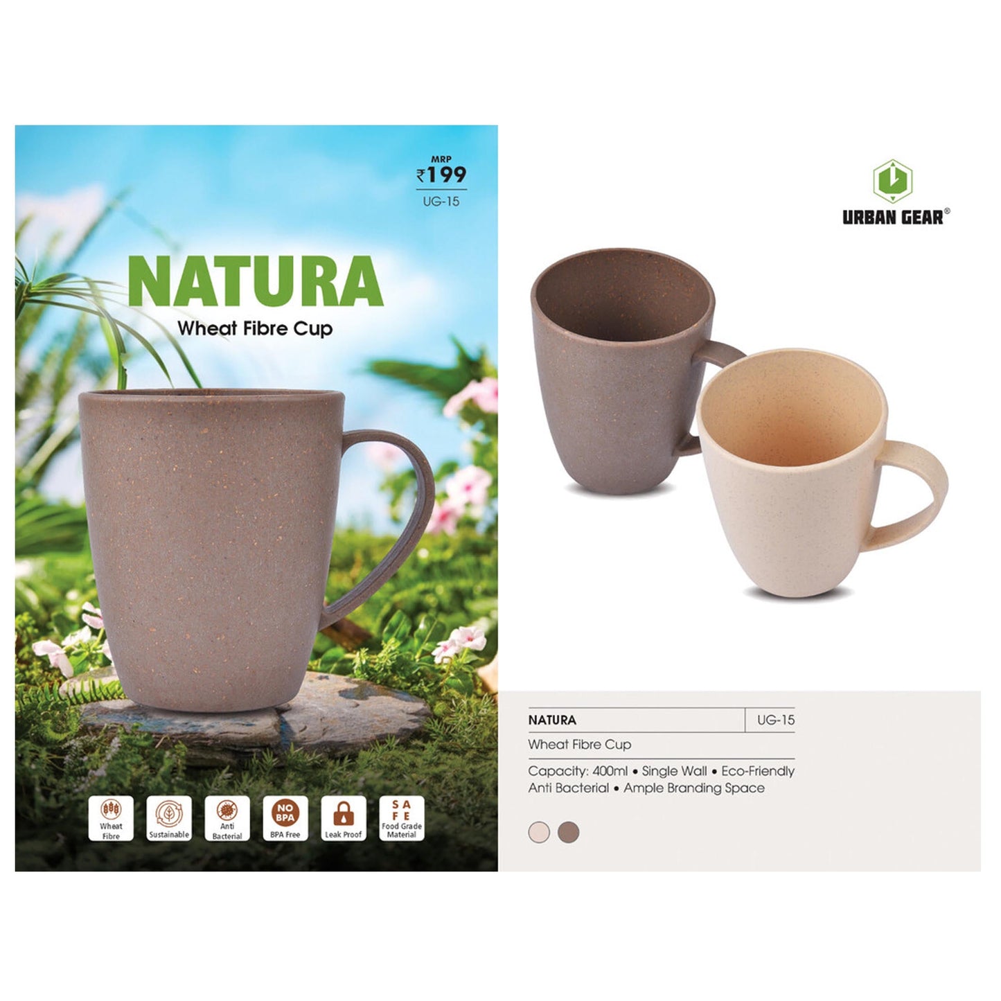 URBAN GEAR - Natura - Wheat Fibre Cup (400ml)  - UG-15 MARSH Corporate gifts