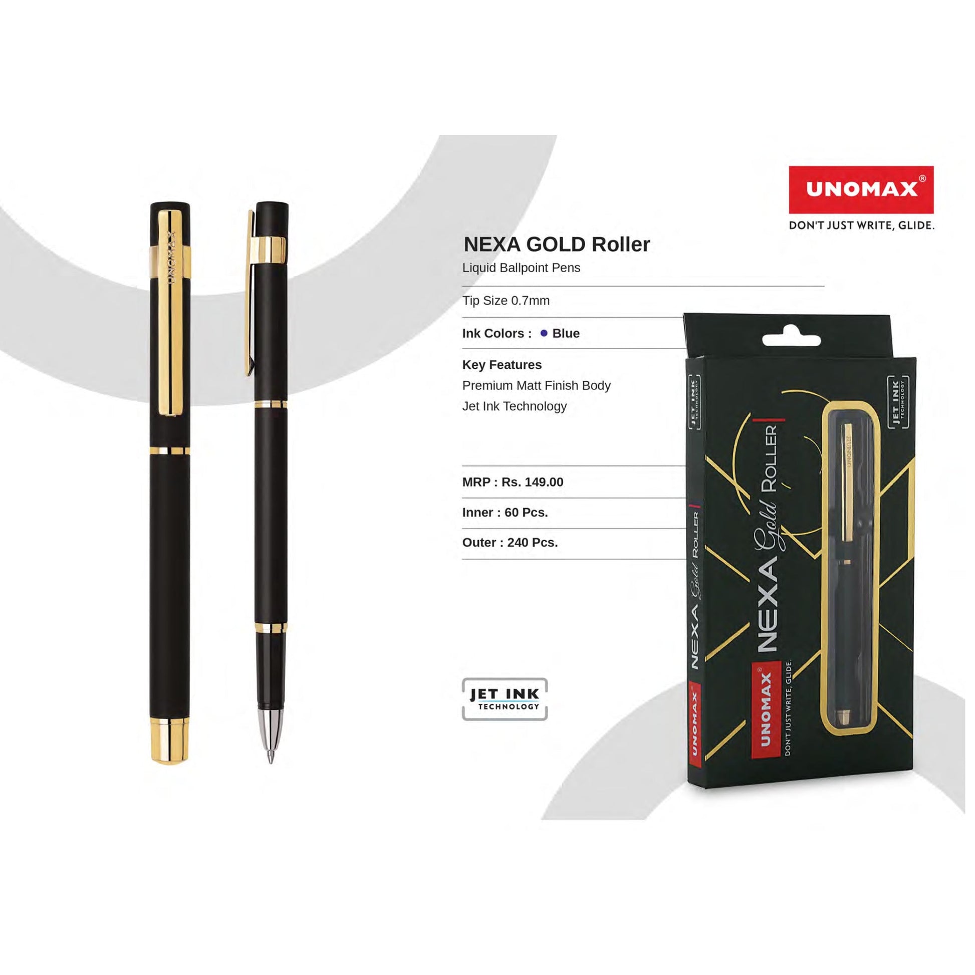 Unomax Nexa Gold Liquid Ball Pens MARSH Corporate gifts