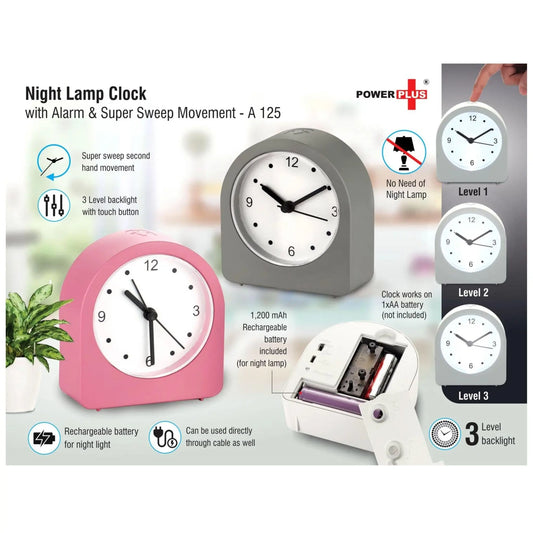 Night Lamp Clock with Alarm and Super Sweep Movement - A 125 MARSH Corporate gifts