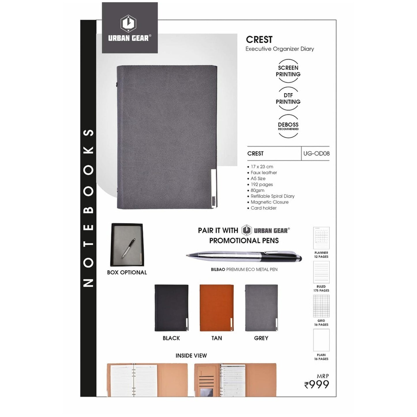 URBAN GEAR - Crest - Executive Organizer Diary -  UG-OD08 MARSH Corporate gifts