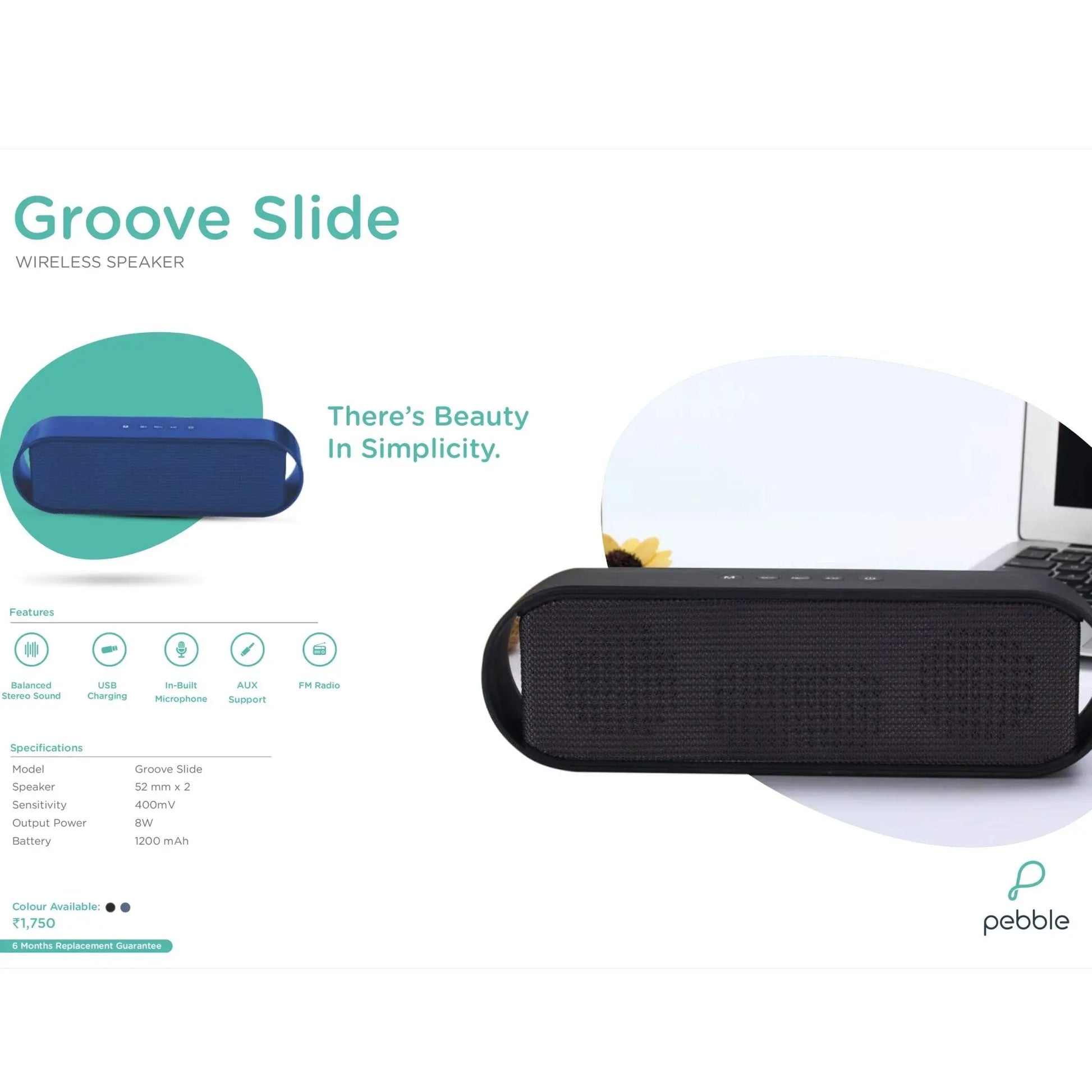 Pebble Groove Slide Wireless Speaker - 8W MARSH Corporate gifts