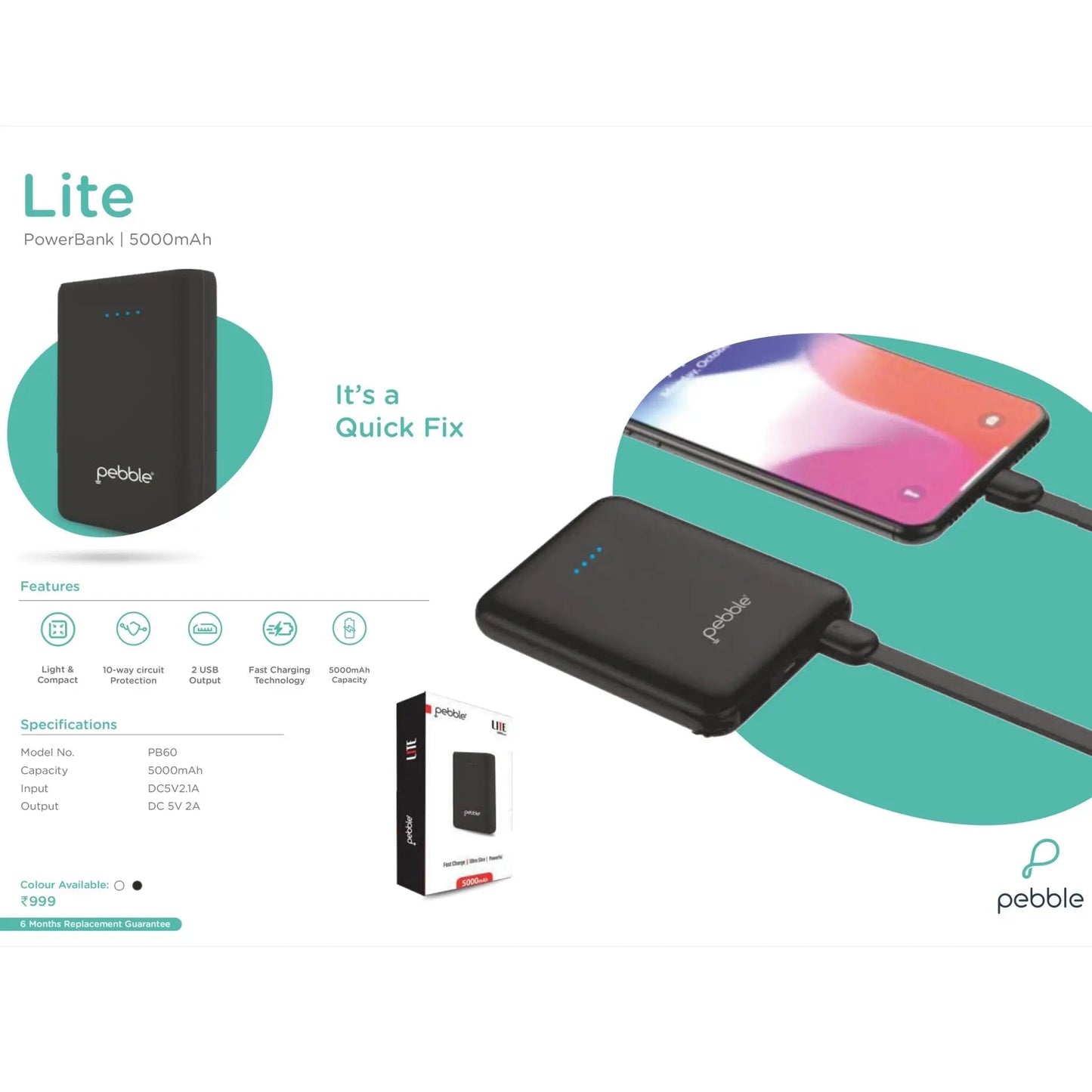 Pebble Lite PowerBank - 5000 mAh MARSH Corporate gifts