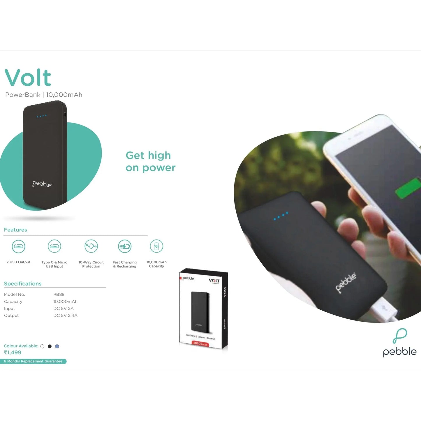 Pebble Volt PowerBank 10000 mAh MARSH Corporate gifts