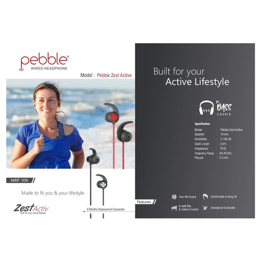 Pebble Zest Active Wired Earphone MARSH Stationery