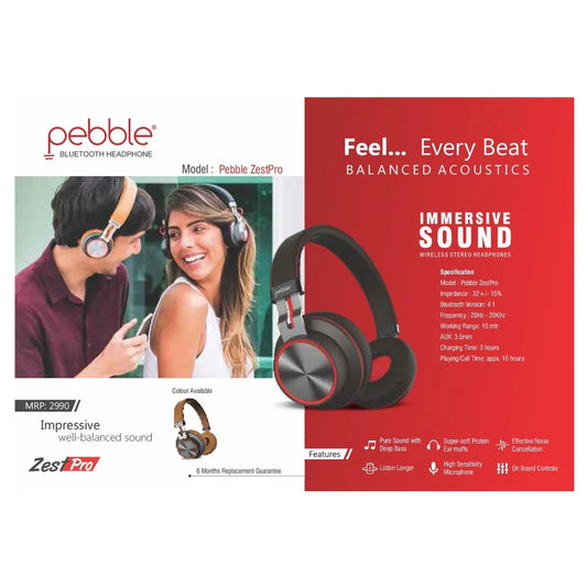 Pebble Zest Pro On-Ear Bluetooth Headphones with mic MARSH Stationery