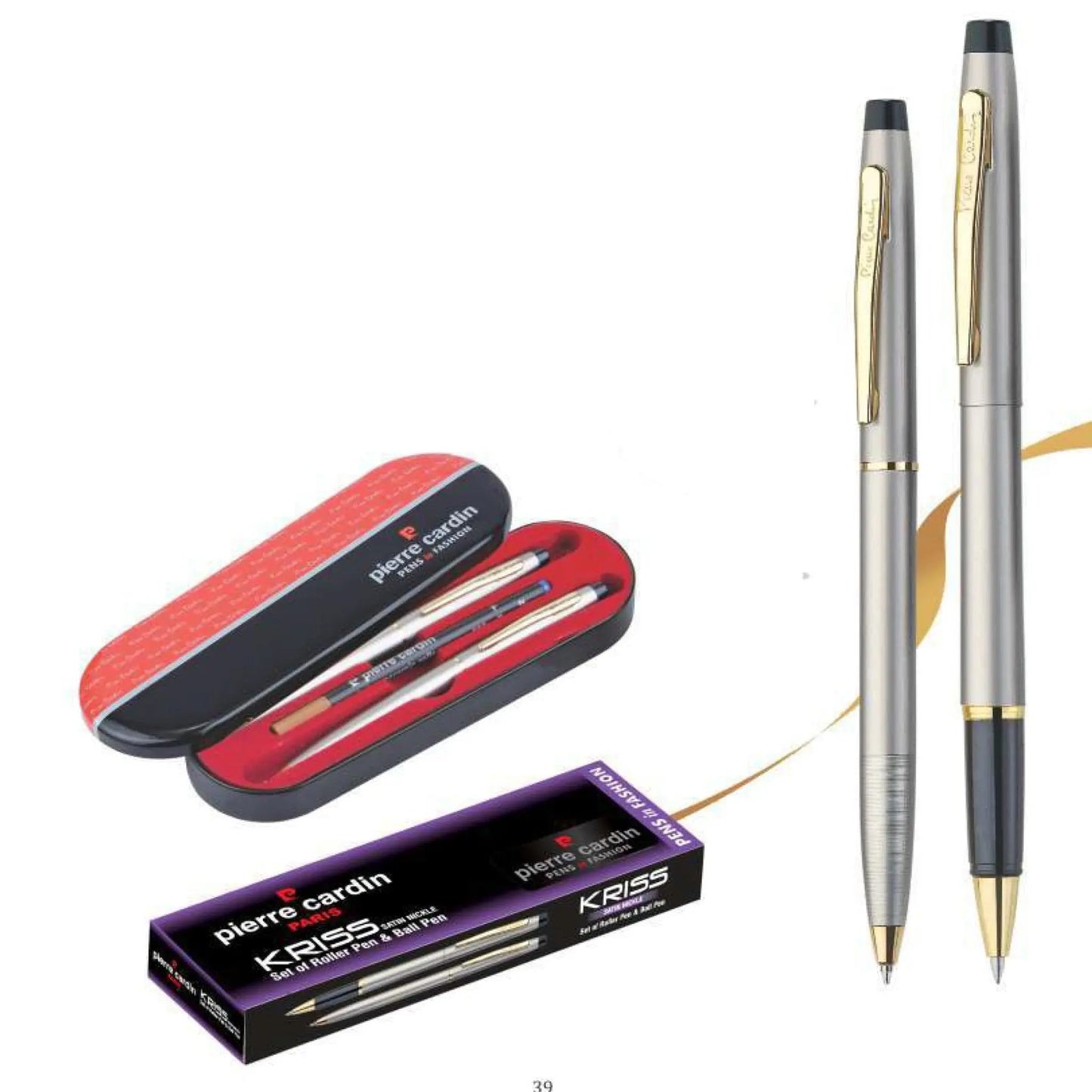 Pierre Cardin Kriss Satin Nickle Set of Roller Pen & Ball Pen MARSH Corporate gifts