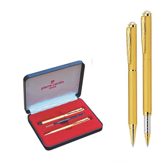 Pierre cardin Satin Gold Exclusive Set of Roller Pen & Ball Pen MARSH Corporate gifts