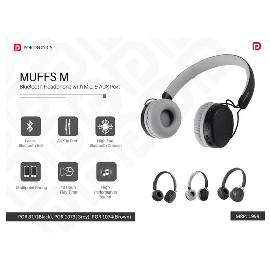 Portronics Bluetooth Headphone with Mic. & AUX Port - POR 317/1073/1074 MARSH Corporate gifts