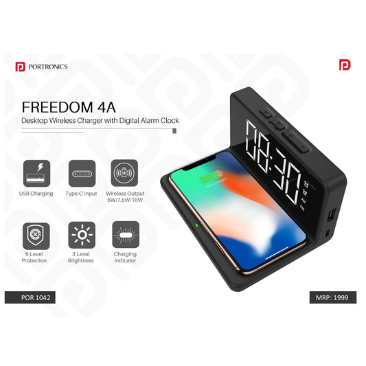 Portronics Desktop Wireless Charger with Digital Alarm Clock - POR 1042 MARSH Corporate gifts