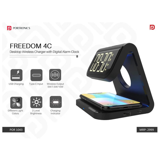 Portronics Desktop Wireless Charger with Digital Alarm Clock - POR 1043 MARSH Corporate gifts