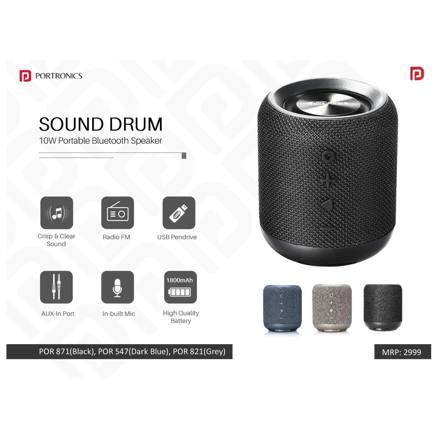 Portronics Portable Bluetooth Speaker with FM & USB - POR 871/547/821 MARSH Corporate gifts
