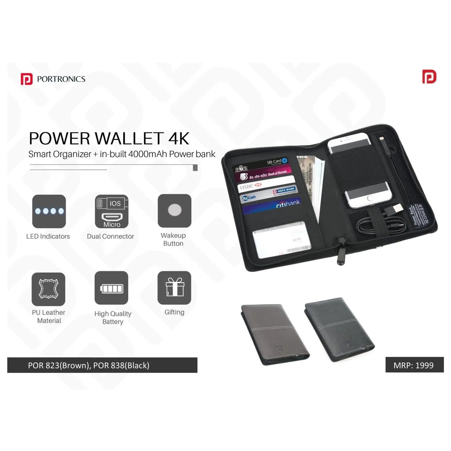 Portronics Power Wallet 4K - POR 823/838 MARSH Corporate gifts