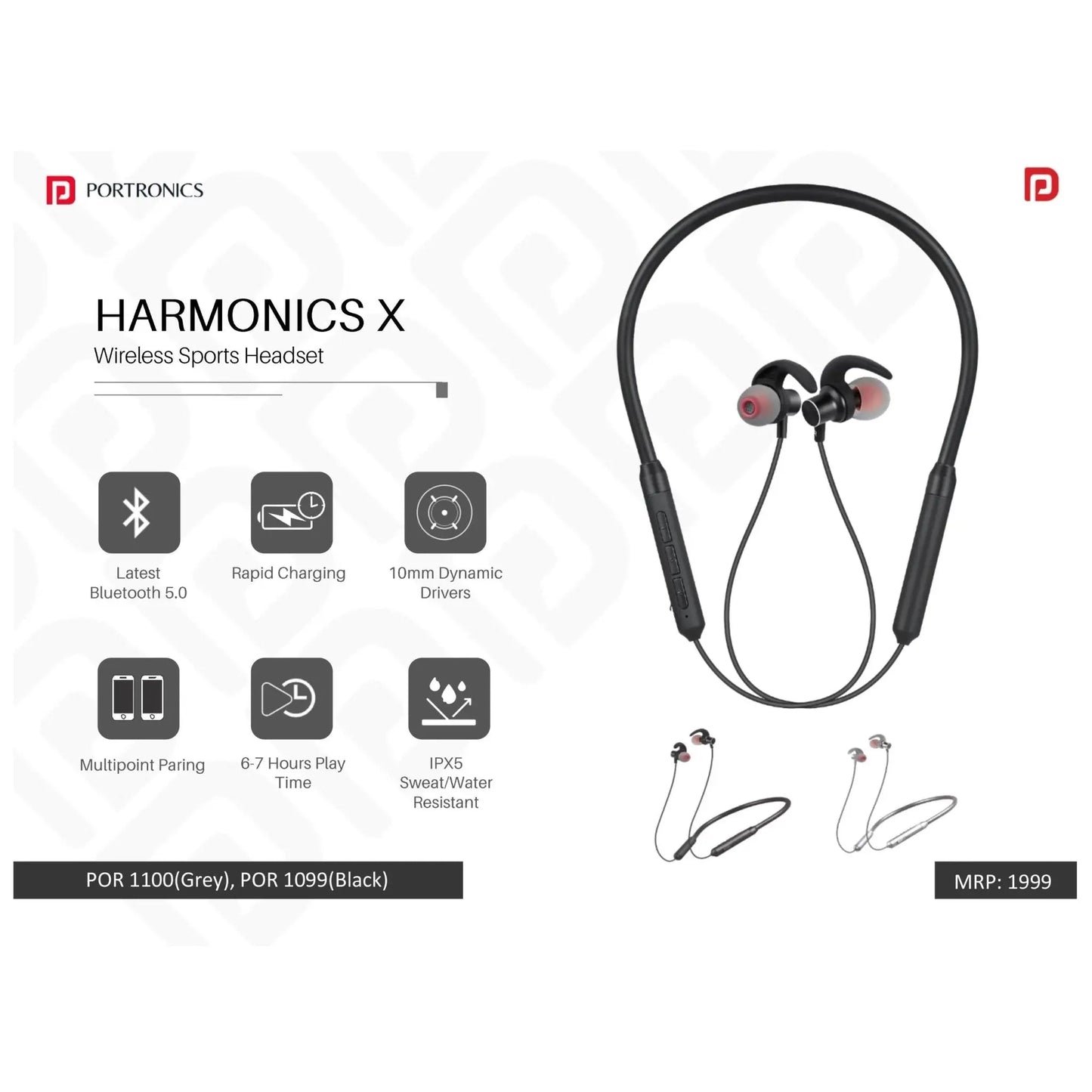 Portronics Wireless Bluetooth Headset - POR 1100/1099 MARSH Corporate gifts