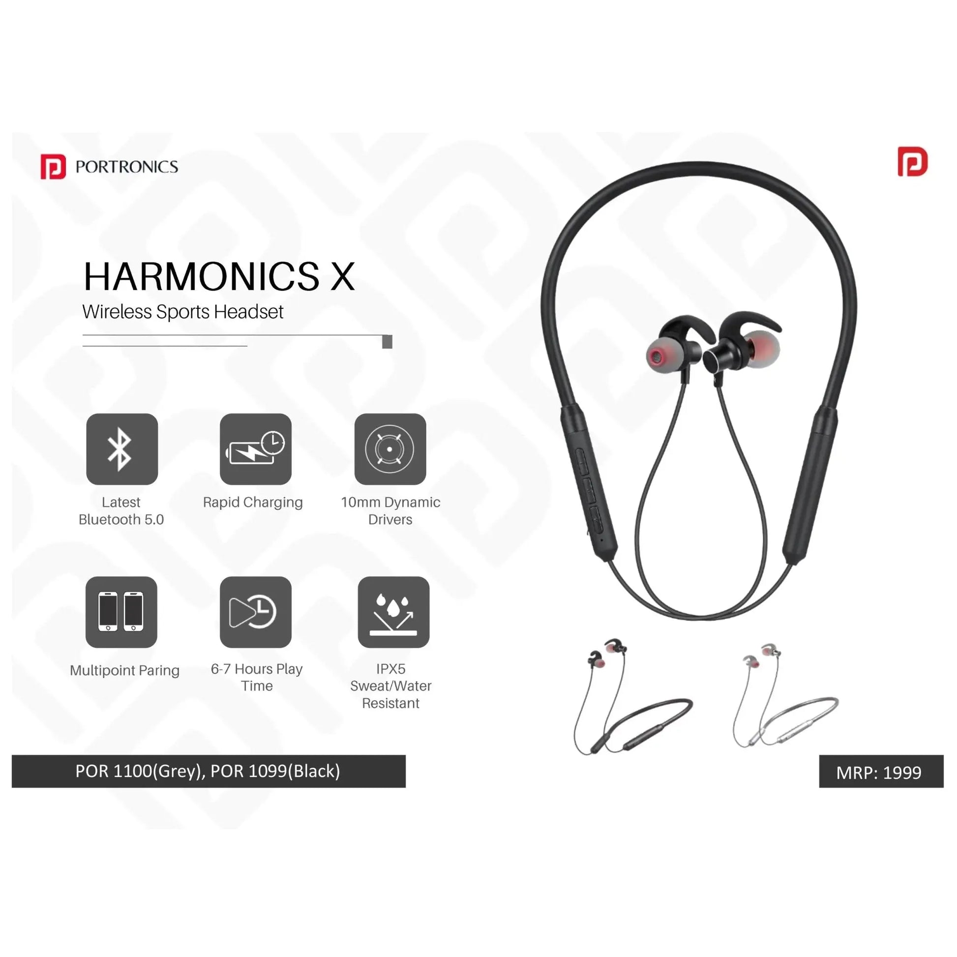 Portronics Wireless Bluetooth Headset - POR 1100/1099 MARSH Corporate gifts
