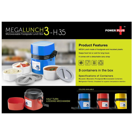 Power Plus Mega Lunch Box Microwaveable 3 Box - H 35 MARSH Corporate gifts