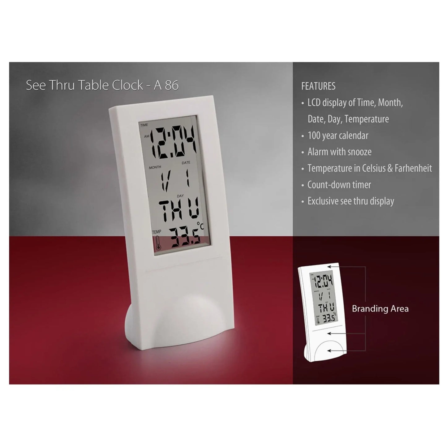 See Thru Table Clock - A 86 MARSH Stationery