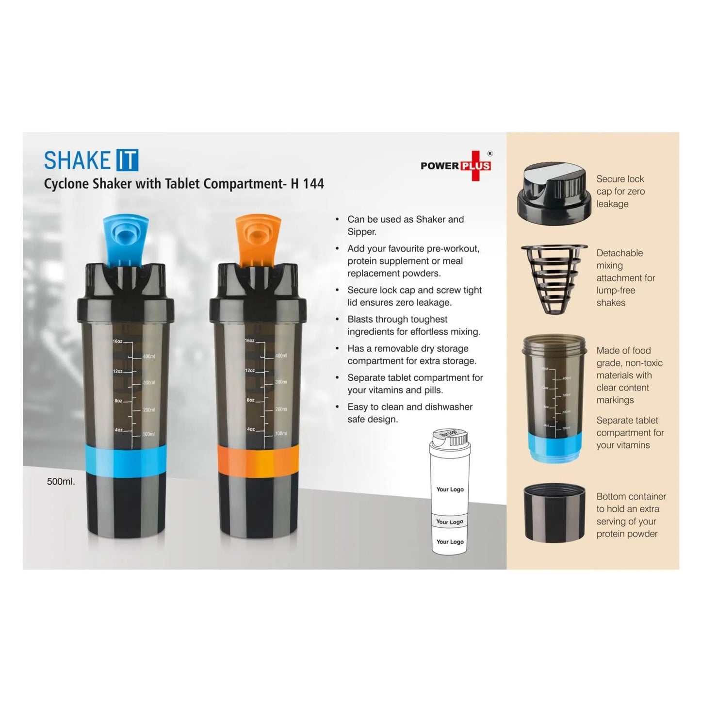 SHAKE IT Cyclone Shaker with Tablet Compartment - H 144 MARSH Stationery