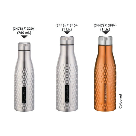Signora Ware Aace Hammered Steel Water Bottle - 3478/3446/3447 MARSH Corporate gifts