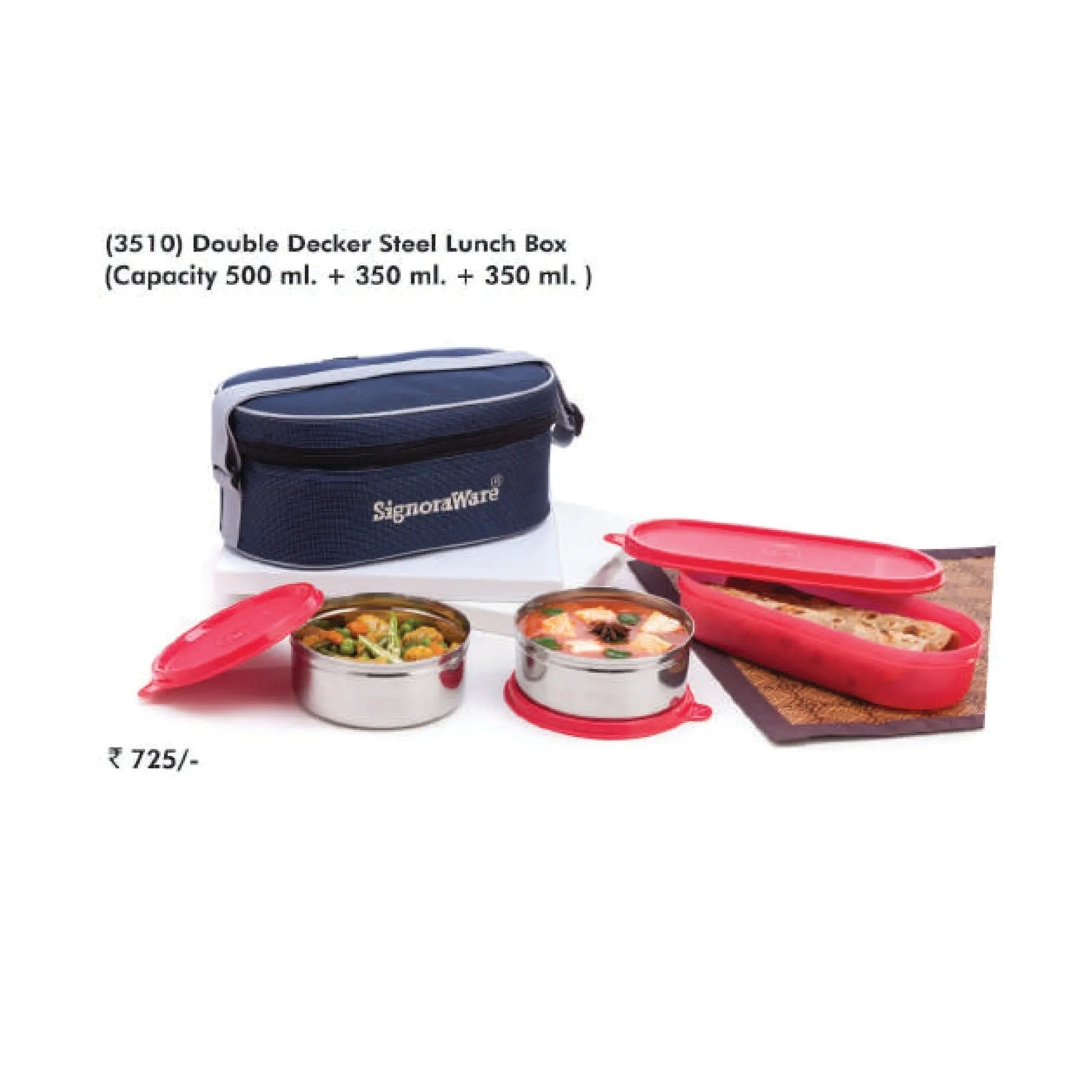 Signora Ware Double Decker Steel Lunch Box - 3510 MARSH Corporate gifts
