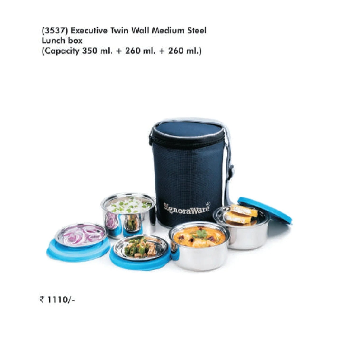 Signora Ware Executive twin Wall Medium Steel Lunch Box - 3537 MARSH Corporate gifts