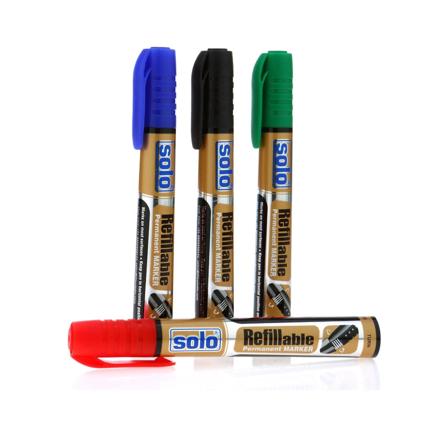 Solo Permanent Refillable Marker Pen - PM001, Pack of 10 MARSH Stationery
