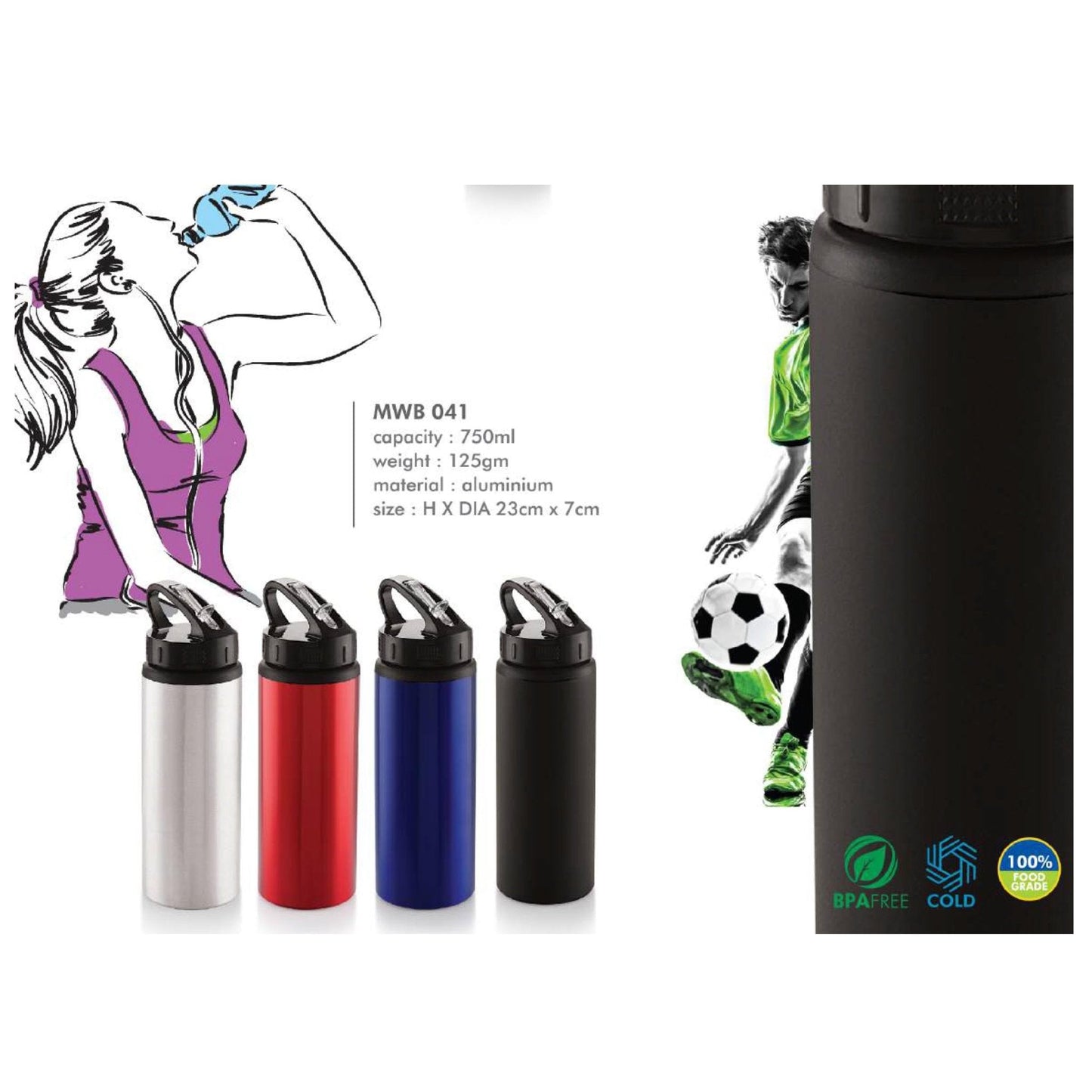 Stainless Steel Water Bottle - MWB 041 - 750ml MARSH Corporate gifts
