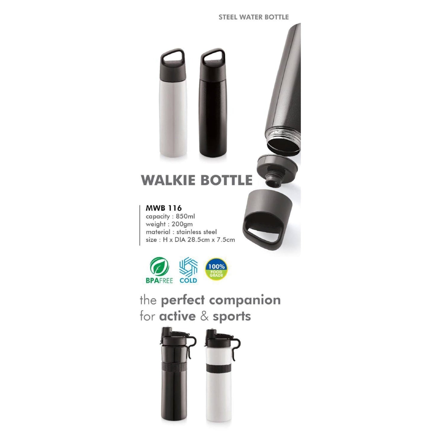 Stainless Steel Water Bottle - MWB 116 - 850ml MARSH Corporate gifts