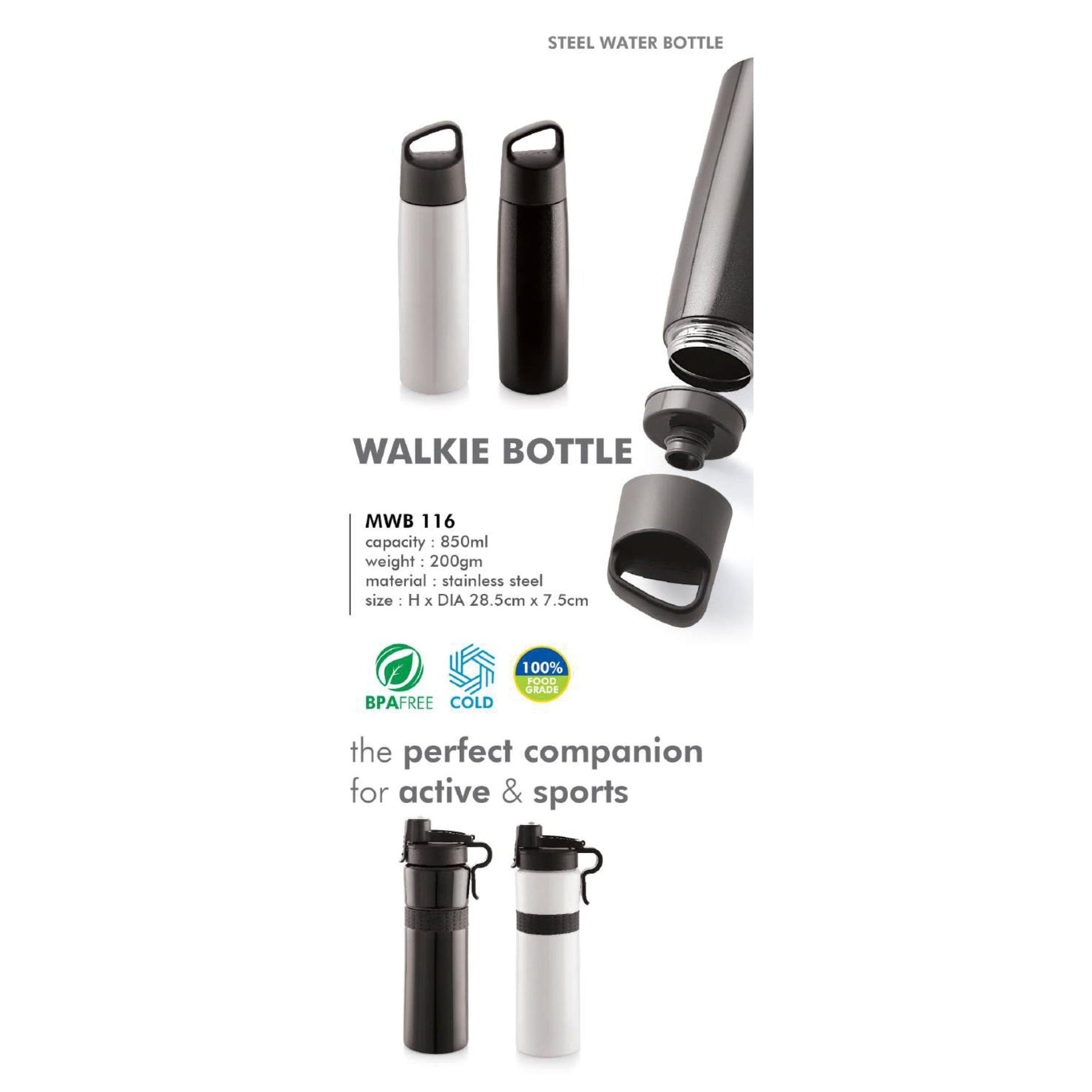Stainless Steel Water Bottle - MWB 116 - 850ml MARSH Corporate gifts