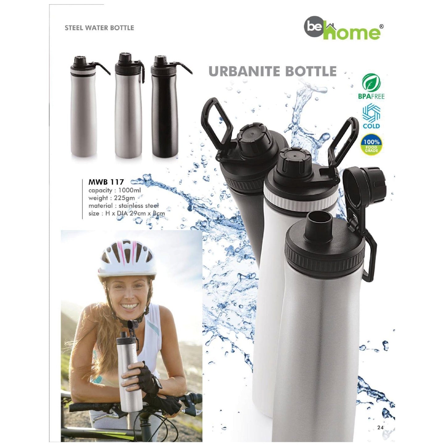 Stainless Steel Water Bottle - MWB 117 - 1000ml MARSH Corporate gifts