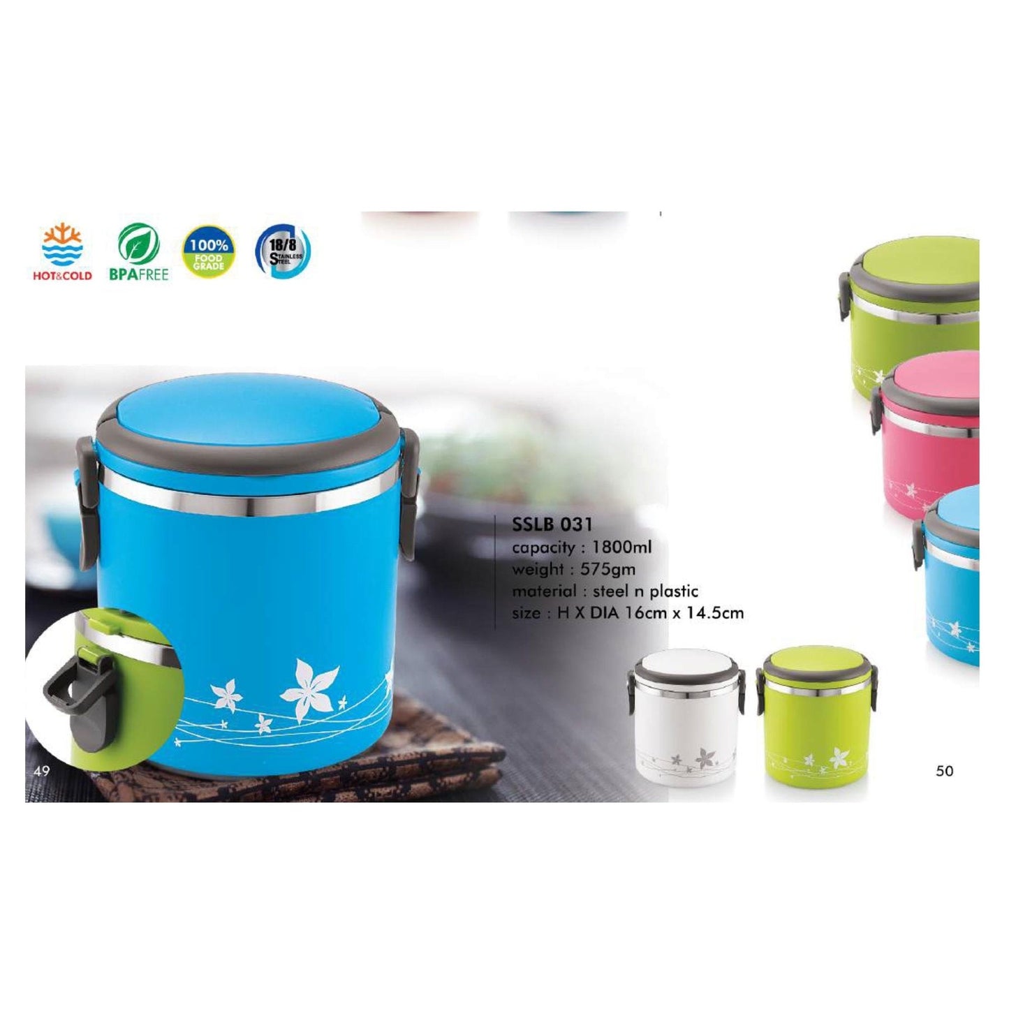 Steel n Plastic Lunch Box SSLB 031 - 1800ml MARSH Corporate gifts