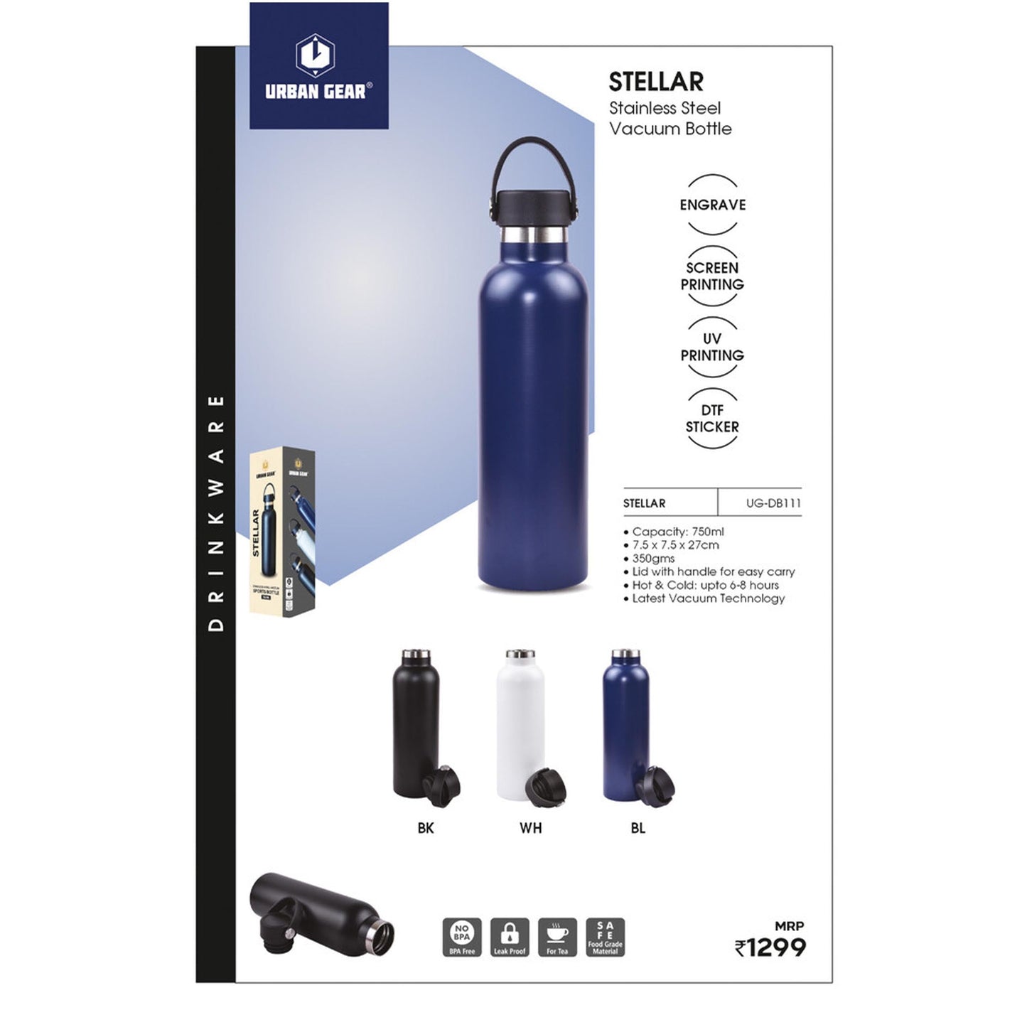 URBAN GEAR - Stellar - Stainless Steel Hot n Cold Bottle (750ml) - UG-DB111 MARSH Corporate gifts