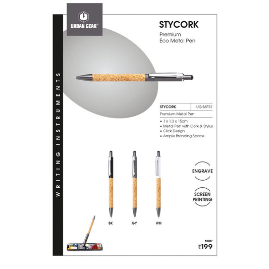 URBAN GEAR - StyCork - Metal Pen with Cork & Stylus -  UG-MP31 MARSH Corporate gifts