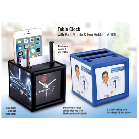 Table Clock with Pad and Mobile Holder - A 109 MARSH Corporate gifts