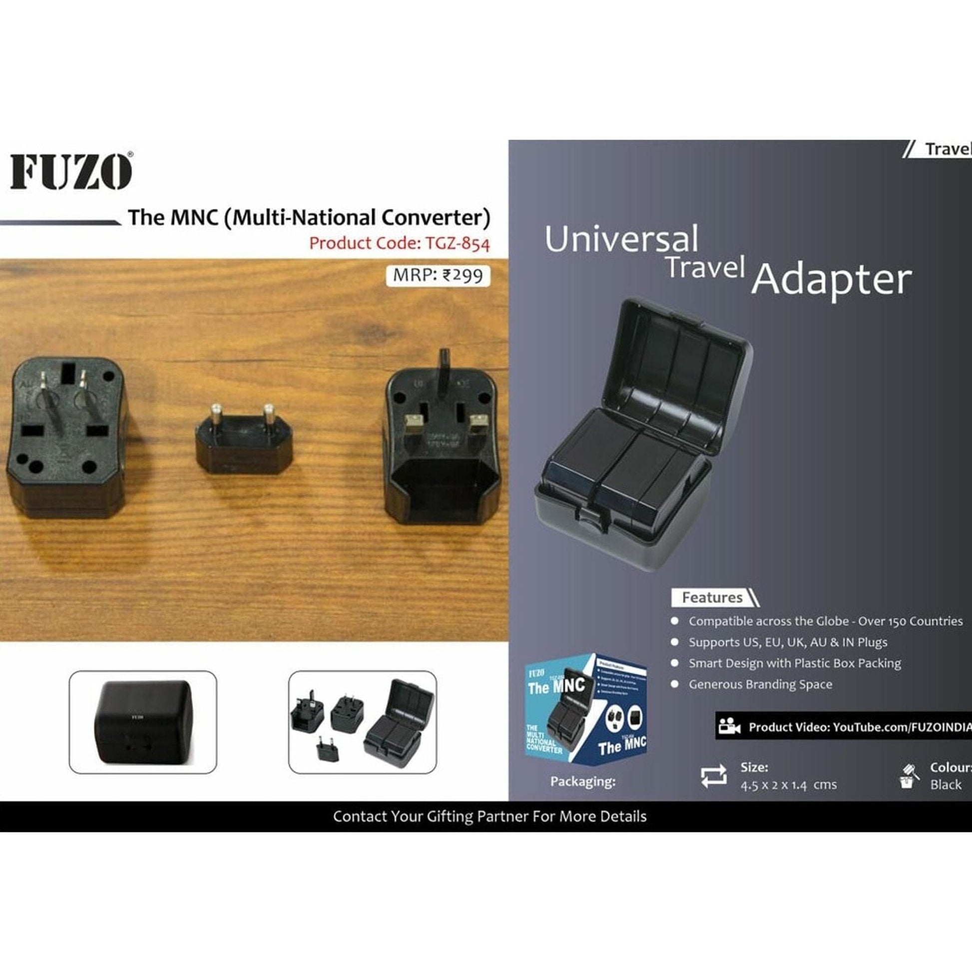 The MNC (Multi-National Converter) Universal Travel Adapter - TGZ-854 MARSH Corporate gifts