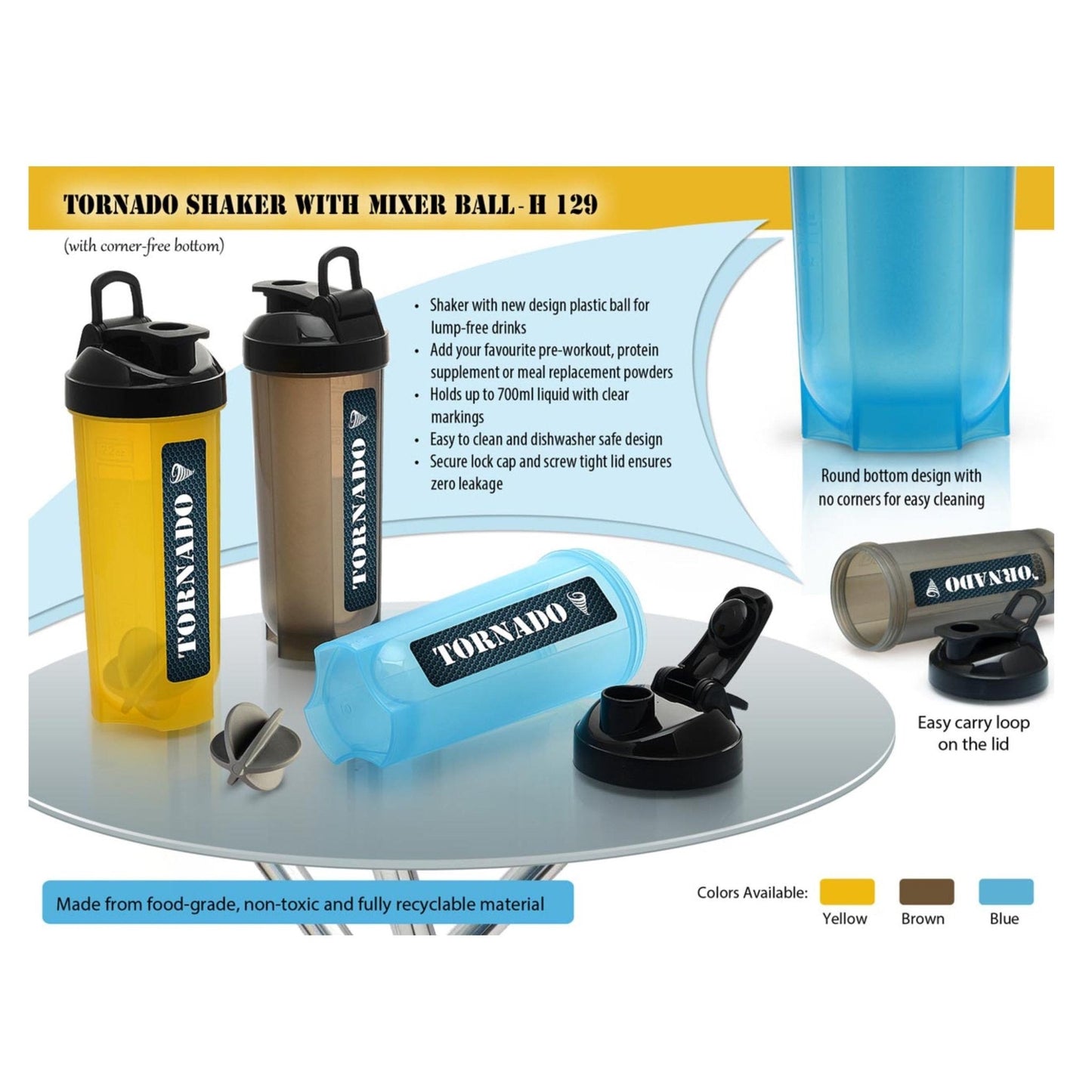 TORNADO SHAKER WITH MIXER BALL - H 129 (with corner free bottom) MARSH Stationery