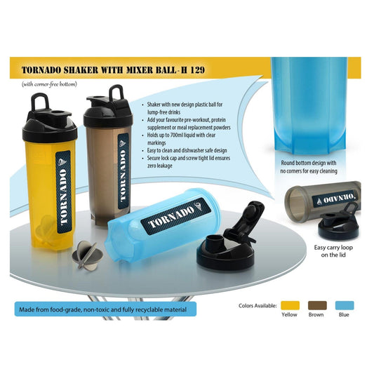 TORNADO SHAKER WITH MIXER BALL - H 129 (with corner free bottom) MARSH Stationery