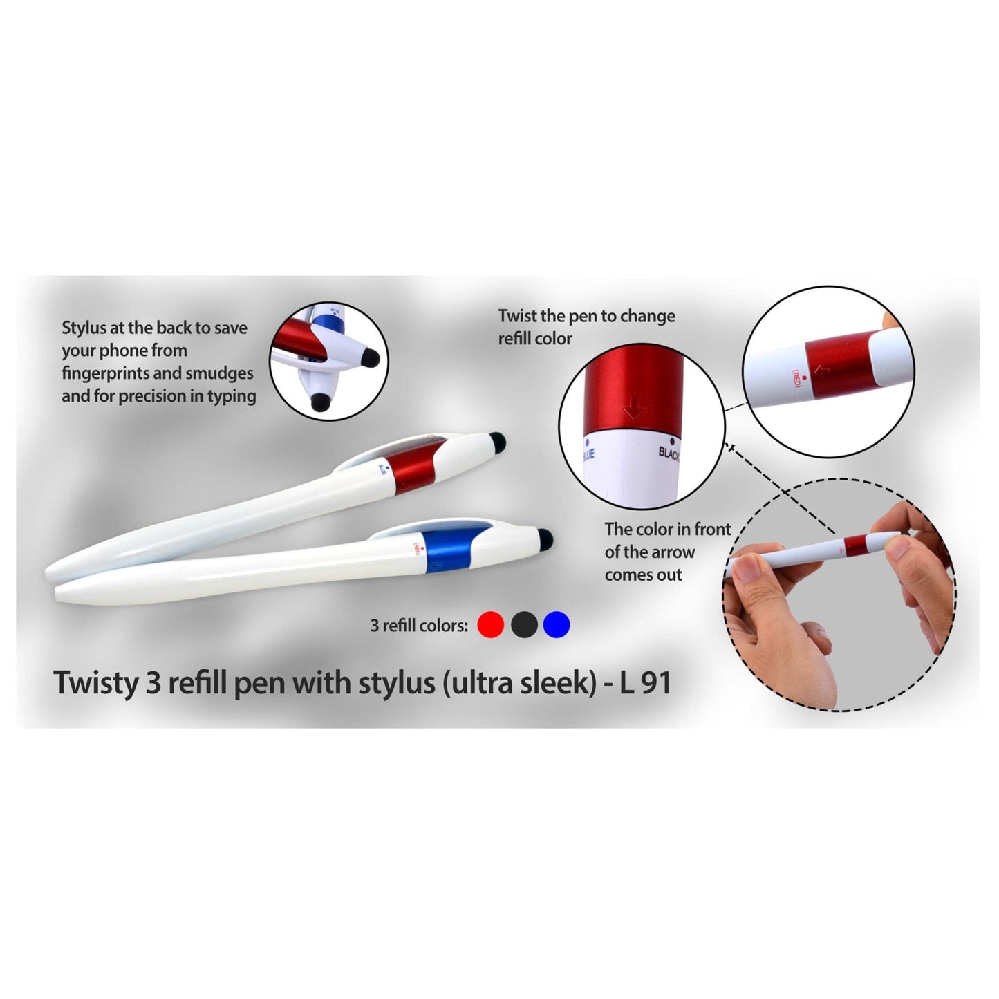 Twisty 3 Refill Pen With Stylus - L 91 MARSH Corporate gifts