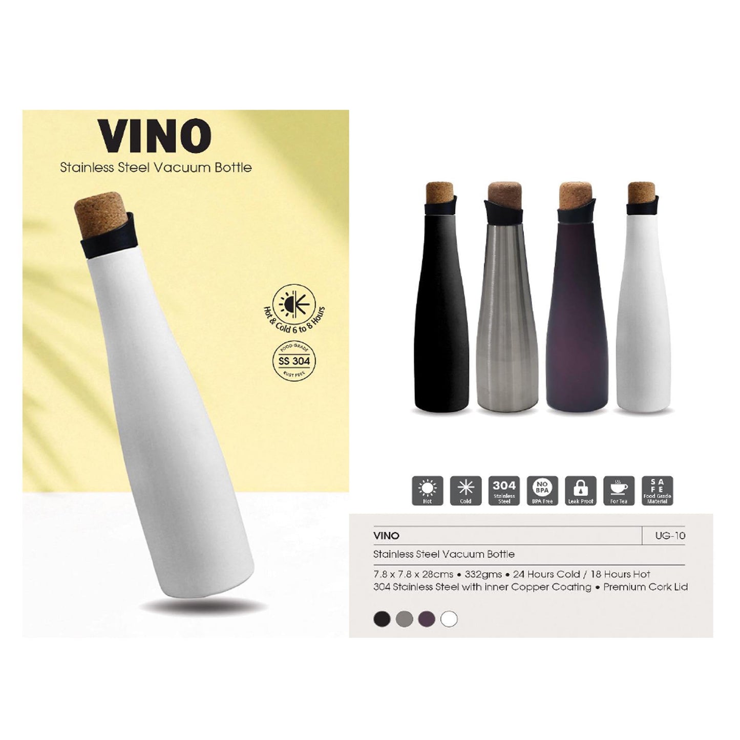 URBAN GEAR - Vino - Stainless Steel Hot n Cold Bottle (500ml)  - UG-10 MARSH Corporate gifts