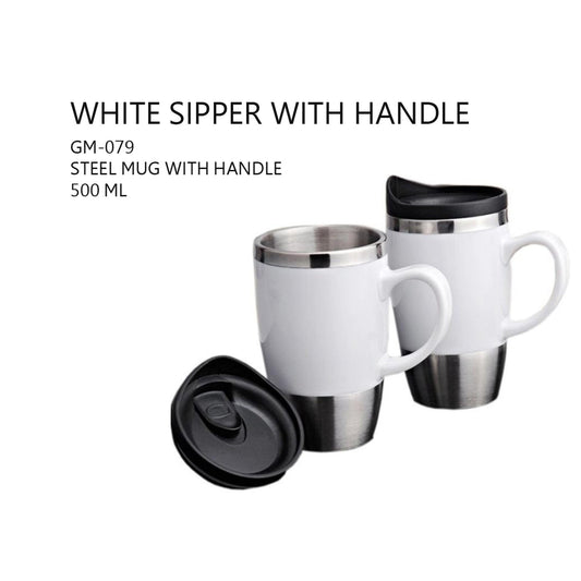 White Sipper with Handle Mug - 500ml - GM-079 MARSH Corporate gifts