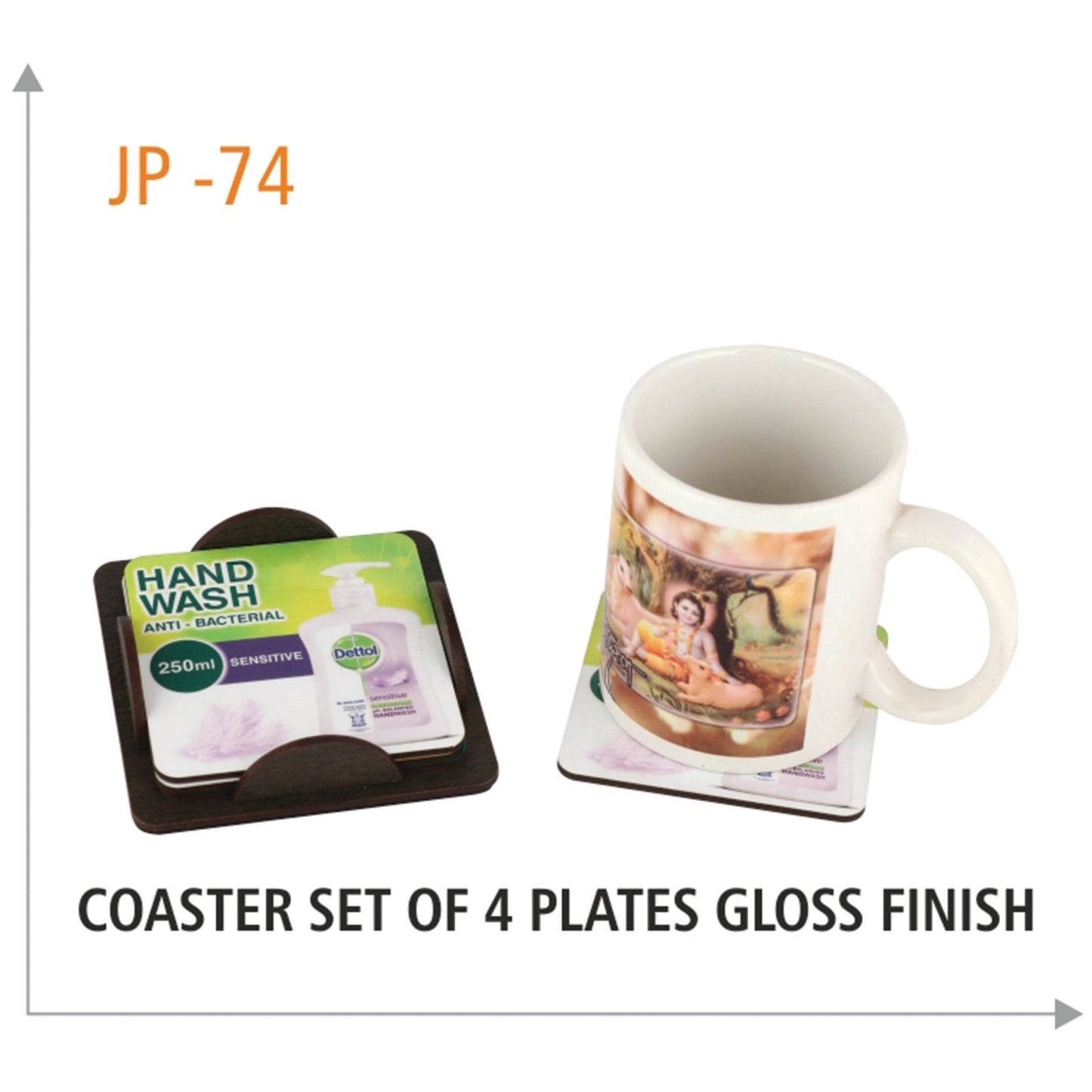 Wooden Coaster Set Of 4 Plates Glass Finish - JP 74 MARSH Corporate gifts