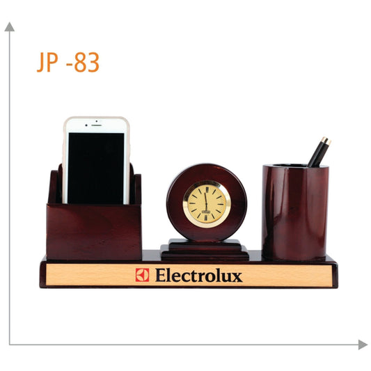 Wooden Pen Stand And Mobile Holder with Clock - JP 83 MARSH Corporate gifts