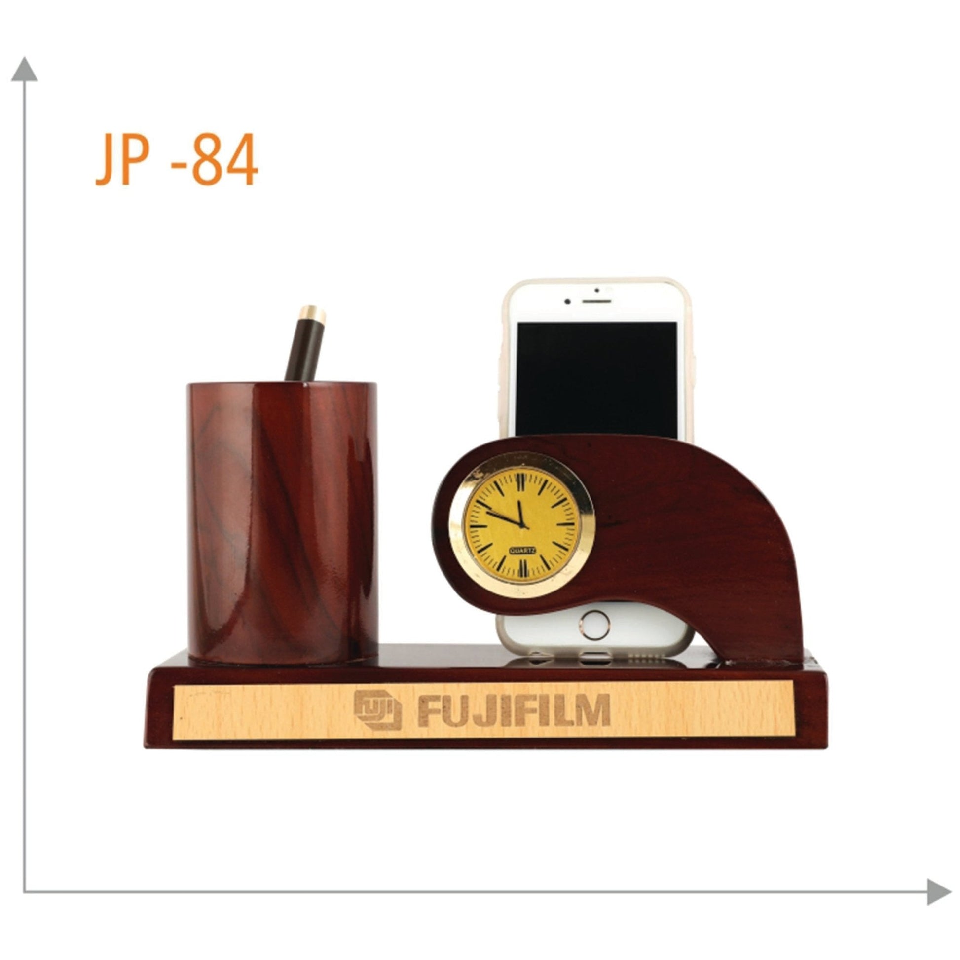 Wooden Pen Stand And Mobile Holder with Clock - JP 84 MARSH Corporate gifts