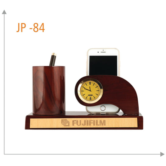 Wooden Pen Stand And Mobile Holder with Clock - JP 84 MARSH Corporate gifts