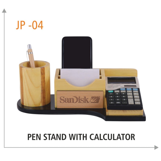 Wooden Pen Stand with Calculator - JP 04 MARSH Corporate gifts