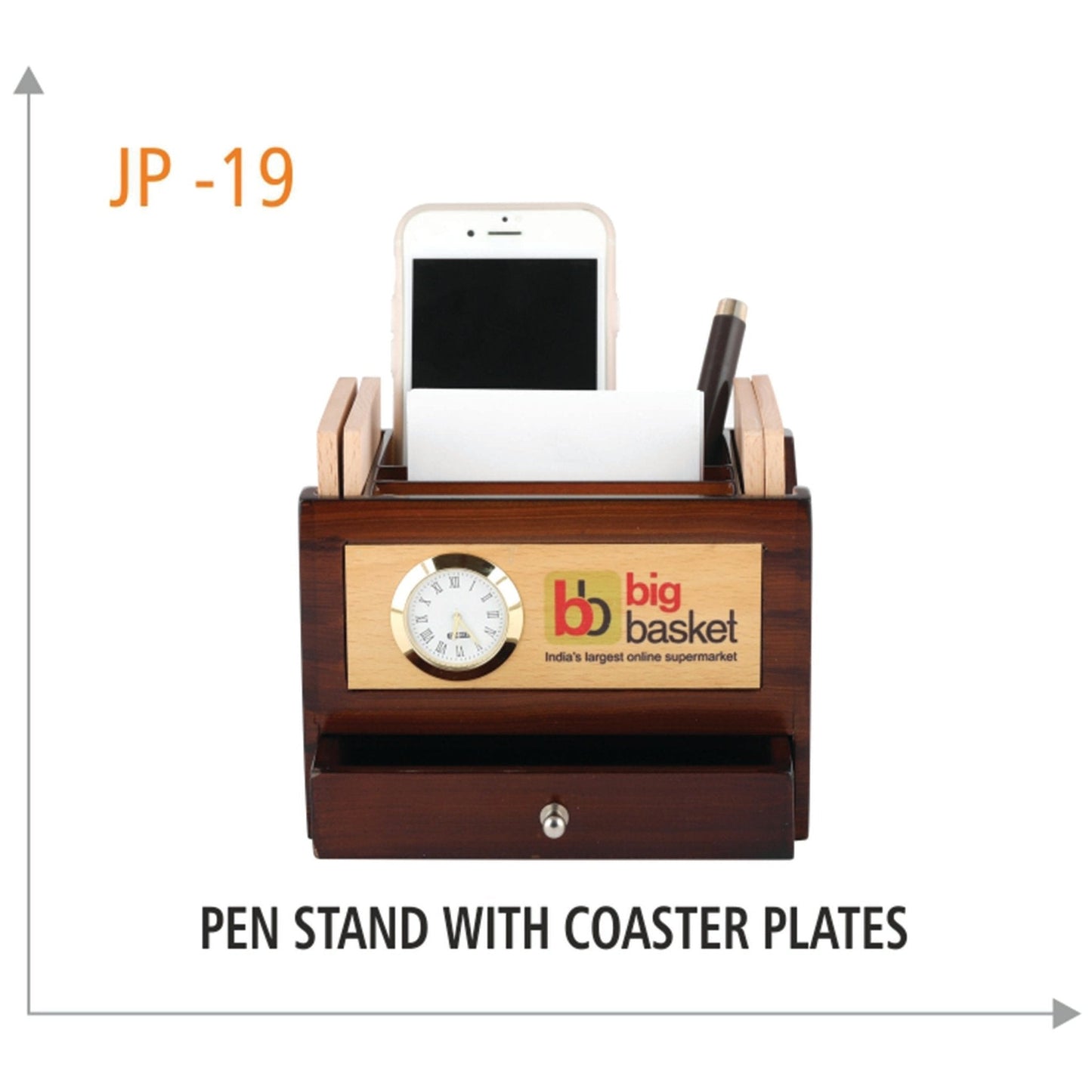 Wooden Pen Stand with Caster Plates - JP 19 MARSH Corporate gifts
