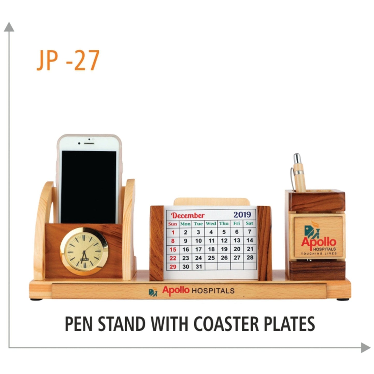 Wooden Pen Stand with Coaster Plates - JP 27 MARSH Corporate gifts