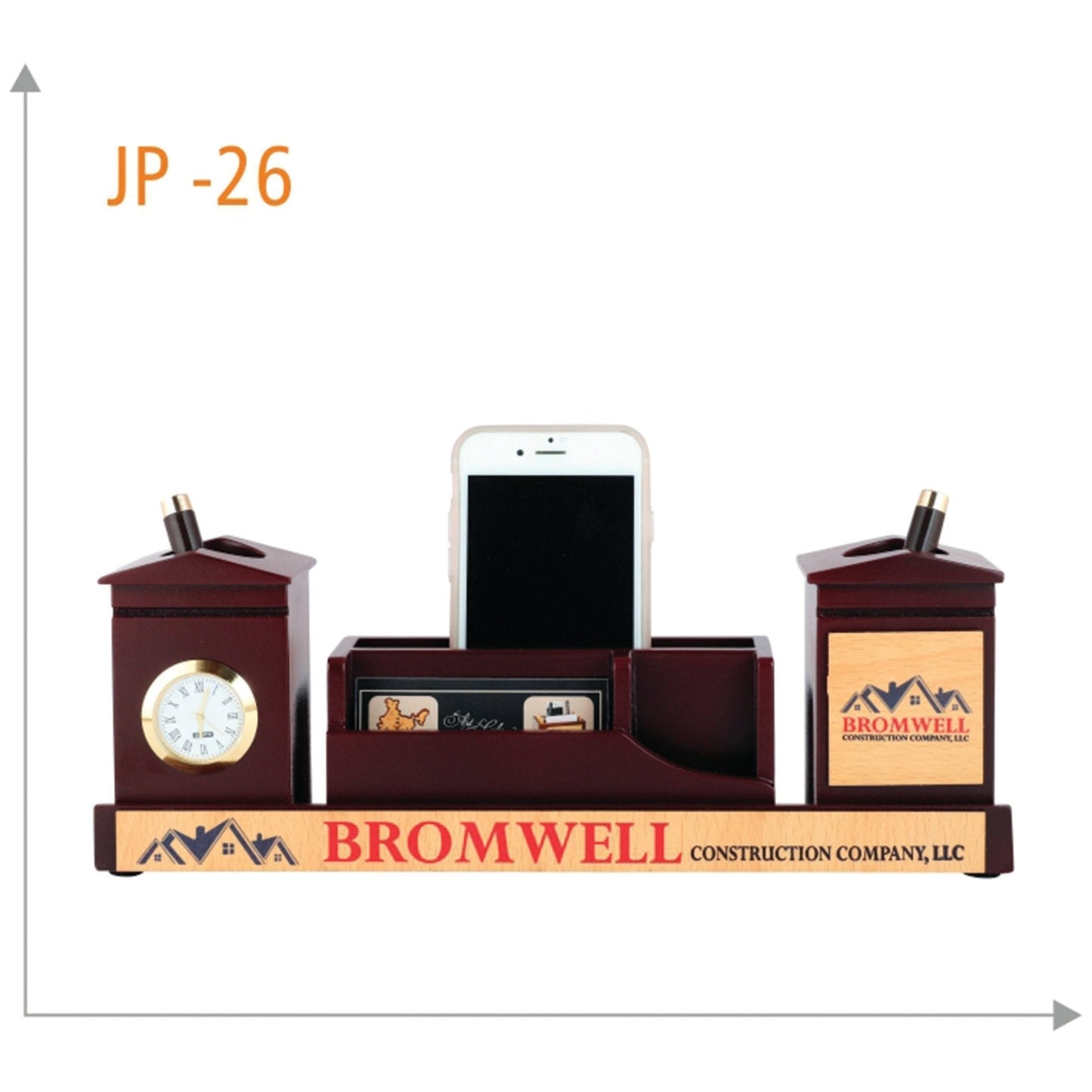 Wooden Pen Stand with Mobile Holder & Watch - JP 26 MARSH Corporate gifts